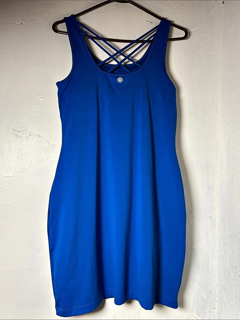 T by TALBOTS Blue Crisscross Mini Dress Size Medium Like New